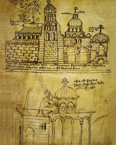 A 12th century depiction of the Church of the Holy Sepulchre (image from Wikimedia Commons)