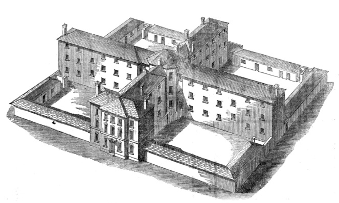 Sampson Kempthorne's cruciform design for a workhouse. Brentford Union Workhouse would have looked similar to this. Image via Wikimedia Commons.