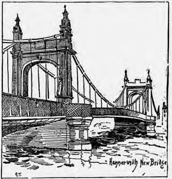 Hammersmith Bridge, as pictured in the Pall Mall Gazette, 18th June 1887 ( )