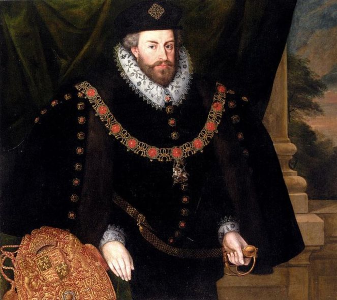 Sir Christopher Hatton, wearing the robes of Lord Chancellor (image via Wikimedia Commons)